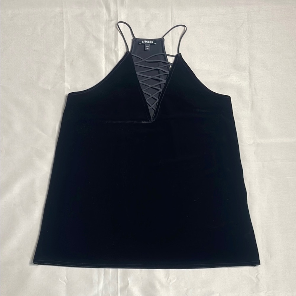 EXPRESS Elegant Black Criss Cross Velvet Top - Picture 5 of 10
